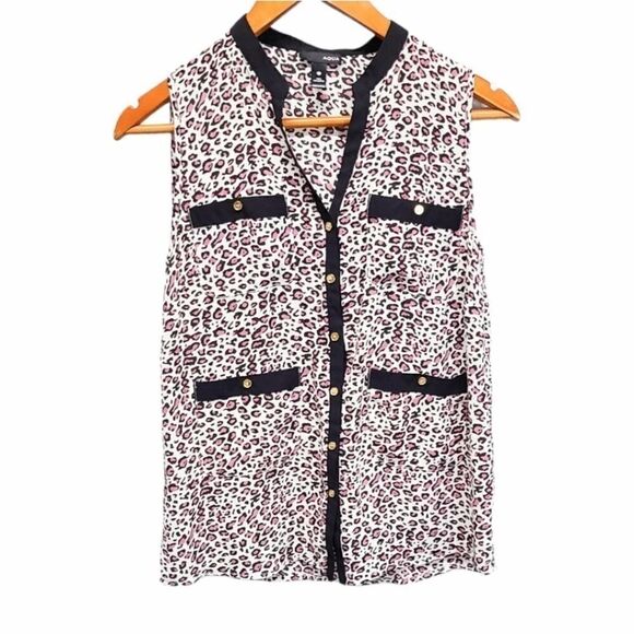 Aqua Cheetah Print Sleeveless Top Size XS - Picture 1 of 7